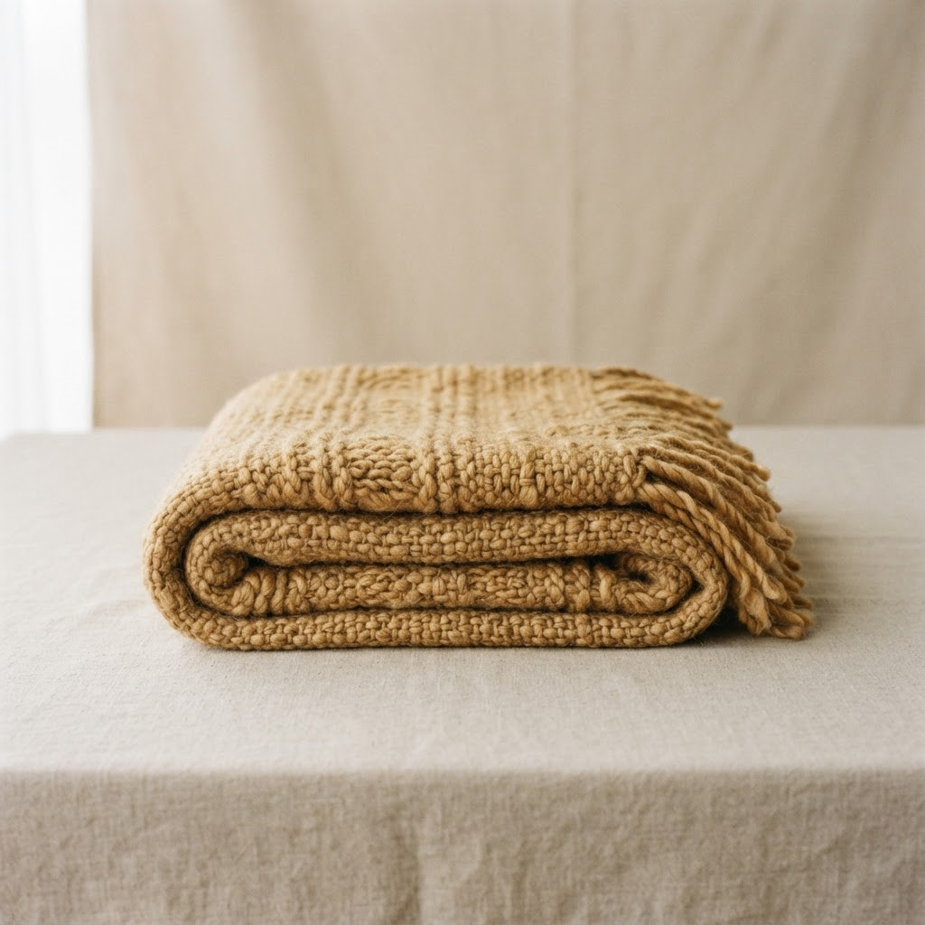 Harvest Throw — handmade Wheat Gold throw blanket