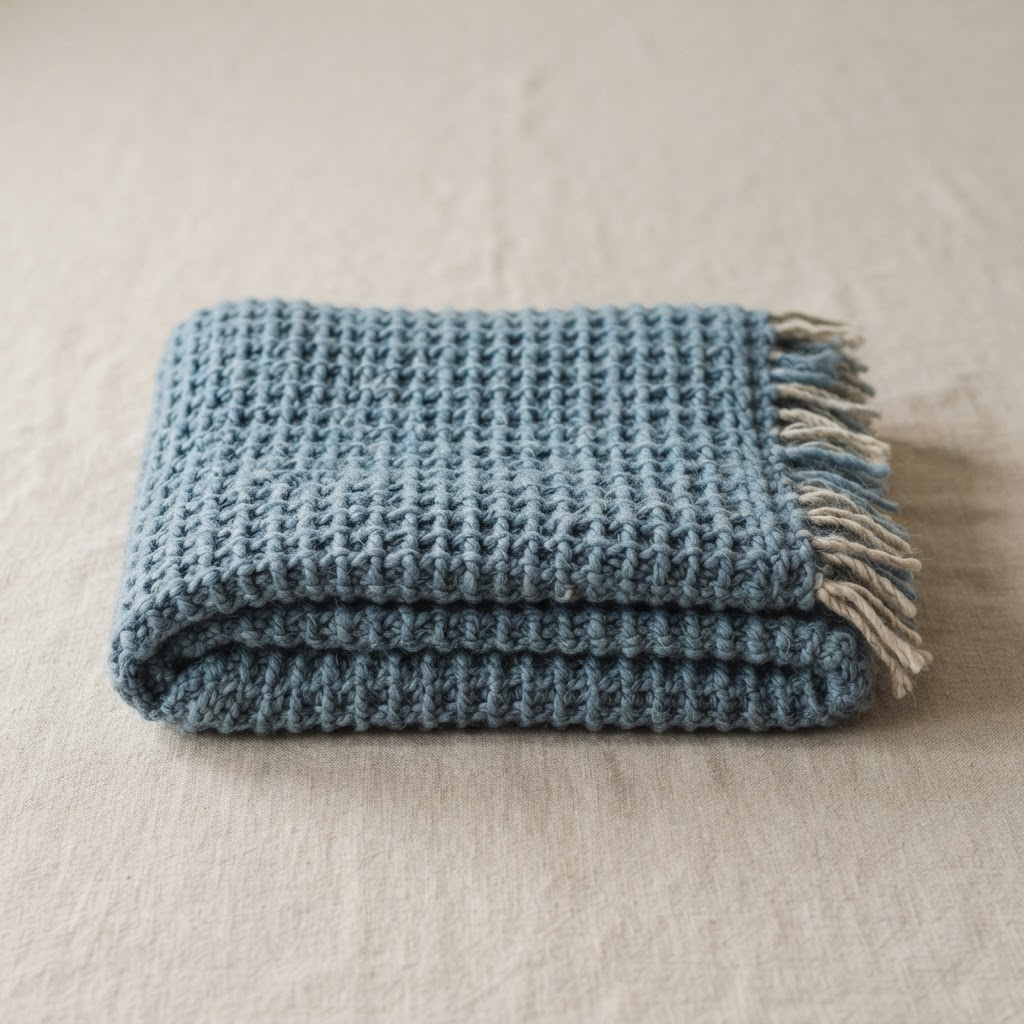 Still Waters Throw — handmade Dusty Blue throw blanket